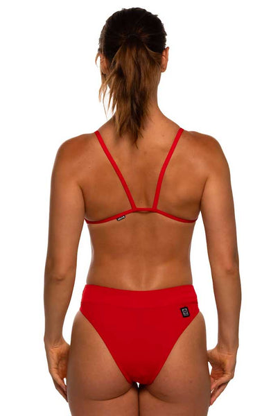 Zoe High-Waisted Bikini Swim Bottom - Strawberry
