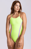 Contrast Shayla Fixed-Back Onesie - Highlighter Yellow / Lavender / Papaya
