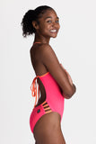 Contrast Gavin Tie-Back Onesie - Hot Pink / Papaya