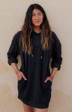 Willow Terry Cloth Hoodie Dress - Black