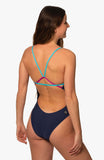 Contrast Perry Fixed-Back Onesie - Navy